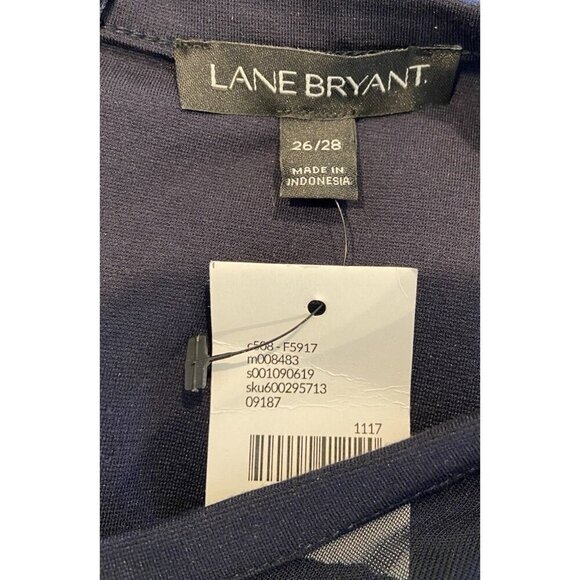 NWT Lane Bryant Blouse Sleeveless Sheer Peplum Navy Blue Size 26 28 New - Picture 4 of 5